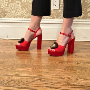 ANTONIO MELANI Red and Black Platform Heels